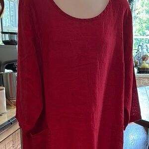FLAX Red Linen Dress M